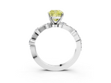 White gold Fancy Yellow Cushion  Cut Solitaire Diamond Twisted Band with Pave Setting_62