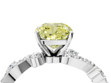 White gold Fancy Yellow Cushion  Cut Solitaire Diamond Twisted Band with Pave Setting_63