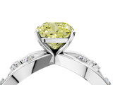 White gold Fancy Yellow Cushion  Cut Solitaire Diamond with Side Stones on Criss-Cross Band and Four-Prong Setting_7