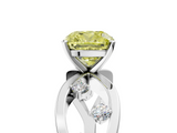 White gold Fancy Yellow Cushion  Cut Solitaire Diamond with Side Stones on Criss-Cross Band and Four-Prong Setting_8