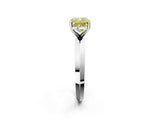 White gold Fancy Yellow Cushion  Cut Solitaire Engagement Ring with Flat Band and Four-Prong Setting 3