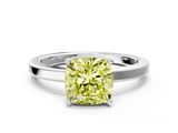 White gold Fancy Yellow Cushion  Cut Solitaire Engagement Ring with Four-Prong Setting on a Classic Band_20