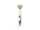 White gold Fancy Yellow Cushion  Cut Solitaire Engagement Ring with Tapered Band and Four-Prong Setting 3