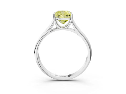 White gold Fancy Yellow Cushion Cut Solitaire Engagement Ring with Tapered Band and Four-Prong Setting_18