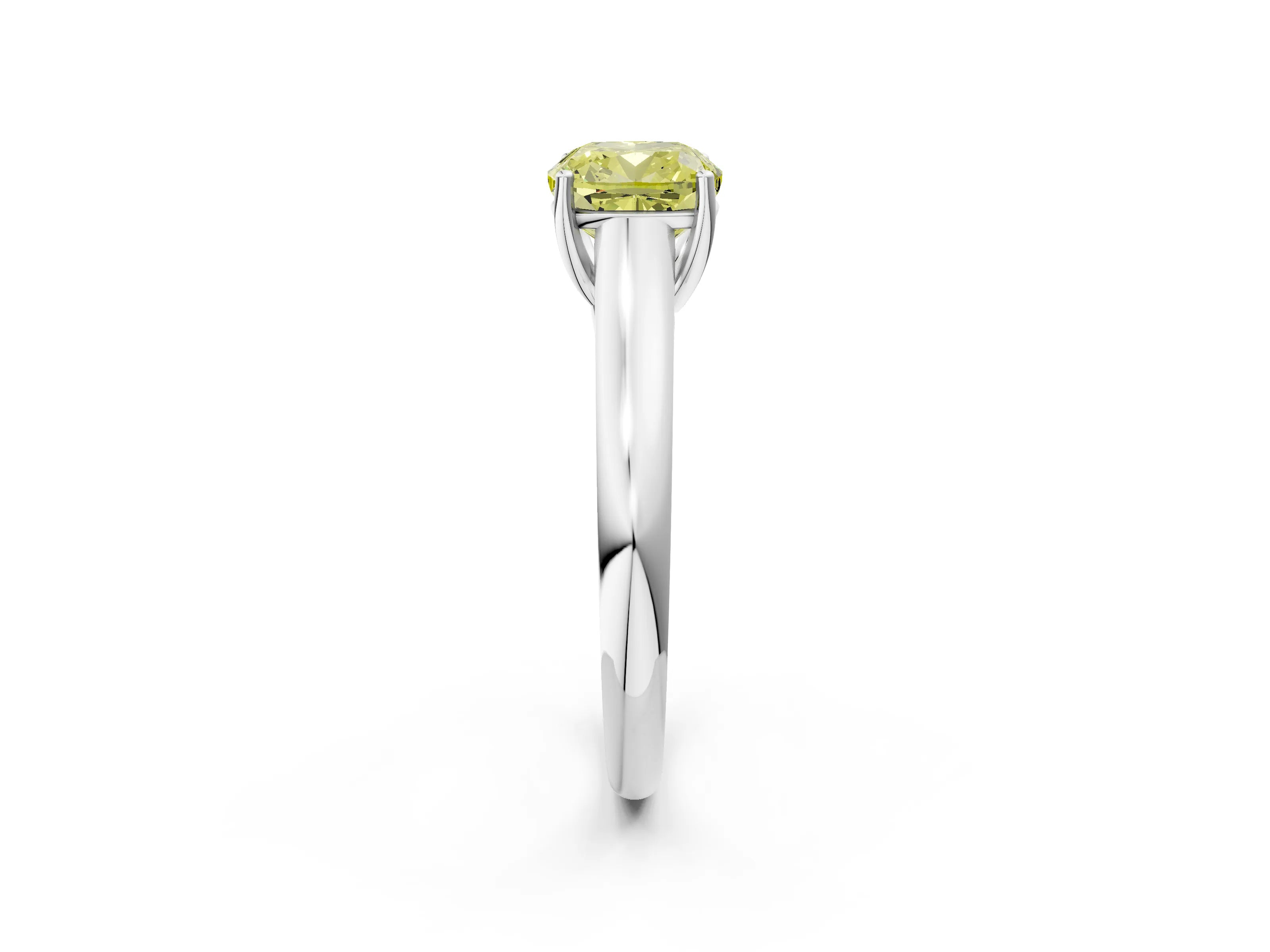 White gold Fancy Yellow Cushion Cut Solitaire Engagement Ring with Tapered Band and Four-Prong Setting_29