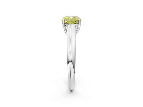 White gold Fancy Yellow Cushion Cut Solitaire Engagement Ring with Tapered Band and Four-Prong Setting_29