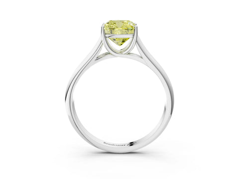 White gold Fancy Yellow Cushion Cut Solitaire Engagement Ring with Tapered Band and Four-Prong Setting_30