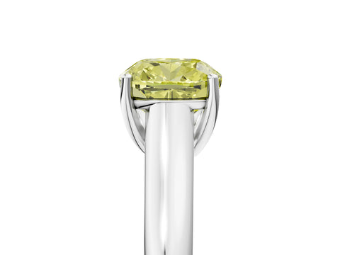 White gold Fancy Yellow Cushion Cut Solitaire Engagement Ring with Tapered Band and Four-Prong Setting_32
