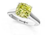 White gold Fancy Yellow Cushion Cut Solitaire Engagement Ring with Tapered Band and Four-Prong Setting_52