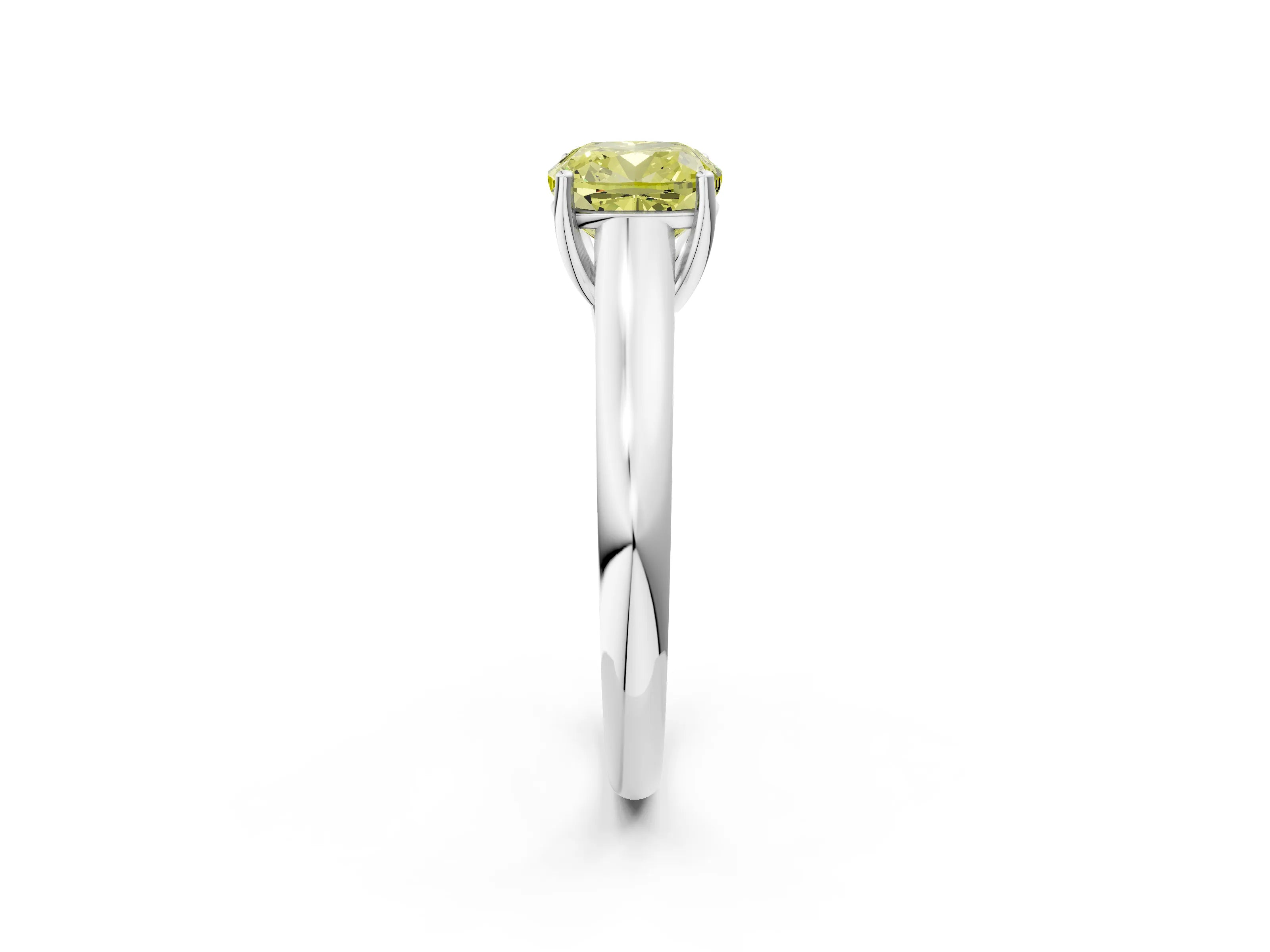 White gold Fancy Yellow Cushion Cut Solitaire Engagement Ring with Tapered Band and Four-Prong Setting_53