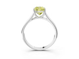 White gold Fancy Yellow Cushion Cut Solitaire Engagement Ring with Tapered Band and Four-Prong Setting_54