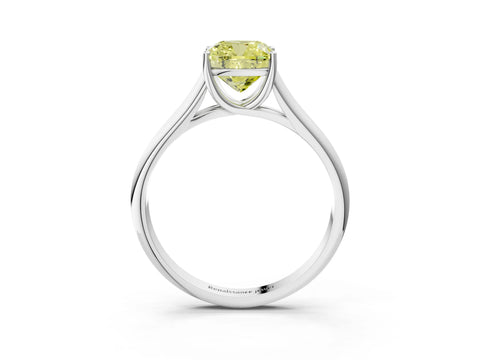 White gold Fancy Yellow Cushion Cut Solitaire Engagement Ring with Tapered Band and Four-Prong Setting_54