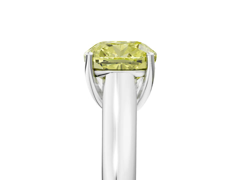 White gold Fancy Yellow Cushion Cut Solitaire Engagement Ring with Tapered Band and Four-Prong Setting_56