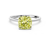 White gold Fancy Yellow Cushion  Cut Solitaire Engagement Ring with Thin Band and Four-Prong Setting_3