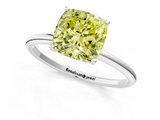White gold Fancy Yellow Cushion  Cut Solitaire Engagement Ring with Thin Band and Four-Prong Setting_4
