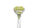 White gold Fancy Yellow Cushion  Cut Solitaire Engagement Ring with Thin Band and Four-Prong Setting_8