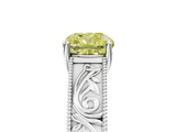 White gold Fancy Yellow Cushion  Cut Solitaire Engraved Band with Four-Prong Setting_67