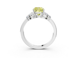 White gold Fancy Yellow Cushion  Cut Solitaire Floral Diamond Ring with Four-Prong Setting_40