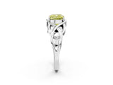 White gold Fancy Yellow Cushion Cut Solitaire Intertwined Band Prong Setting Ring_2