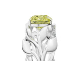 White gold Fancy Yellow Cushion Cut Solitaire Leaf-Inspired Engagement Ring with Prong Setting_17