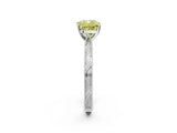 White gold Fancy Yellow Cushion Cut Solitaire Milgrain Engraved Band with Four-Prong Setting_14
