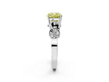 White gold Fancy Yellow Cushion Cut Solitaire Milgrain Leaf Band with Prong Setting_14