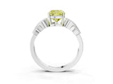 White gold Fancy Yellow Cushion Cut Solitaire Milgrain Leaf Band with Prong Setting_15