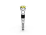 White gold Fancy Yellow Cushion Cut Solitaire Princess Side Stone Engraved Band Prong Setting Ring_14