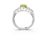 White gold Fancy Yellow Cushion Cut Solitaire Princess Side Stone Engraved Band Prong Setting Ring_15