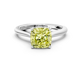 White gold Fancy Yellow Cushion  Cut Solitaire Ring with Cathedral Band and Four-Prong Setting_72
