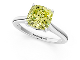 White gold Fancy Yellow Cushion  Cut Solitaire Ring with Cathedral Band and Four-Prong Setting_73