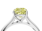 White gold Fancy Yellow Cushion  Cut Solitaire Ring with Cathedral Band and Four-Prong Setting_76