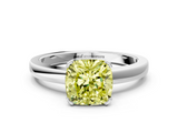 White gold Fancy Yellow Cushion  Cut Solitaire Ring with Four-Prong Setting and Classic Band_24