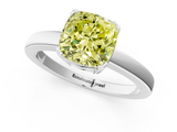 White gold Fancy Yellow Cushion  Cut Solitaire Ring with Four-Prong Setting and Classic Band_25