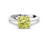 White gold Fancy Yellow Cushion  Cut Solitaire Ring with Four-Prong Setting on a Classic Band_125