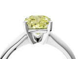 White gold Fancy Yellow Cushion  Cut Solitaire Ring with Four-Prong Setting on a Classic Band_129