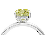 White gold Fancy Yellow Cushion  Cut Solitaire Ring with Thin Band and Four-Prong Setting_20