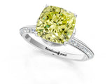 White gold Fancy Yellow Cushion Cut Solitaire Split Shank Pave Diamond Engagement Ring with Four-Prong Setting_49