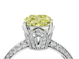 White gold Fancy Yellow Cushion Cut Solitaire Split Shank Pave Diamond Engagement Ring with Four-Prong Setting_52