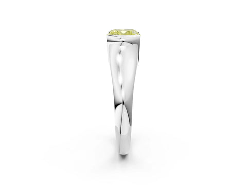 White gold Fancy Yellow Cushion Cut Solitaire Tension Set Diamond Ring with Split Shank Band_2