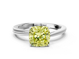 White gold Fancy Yellow Cushion  Cut Solitaire Twist Band Ring with Four-Prong Setting_3