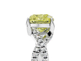 White gold Fancy Yellow Cushion Cut Solitaire Twist Pave Diamond Engagement Ring with Prong Setting_17