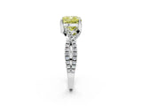 White gold Fancy Yellow Cushion Cut Solitaire Twist Pave Diamond Engagement Ring with Prong Setting_2