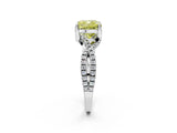 White gold Fancy Yellow Cushion Cut Solitaire Twist Pave Diamond Engagement Ring with Prong Setting_26
