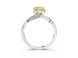 White gold Fancy Yellow Cushion Cut Solitaire Twist Pave Diamond Engagement Ring with Prong Setting_3