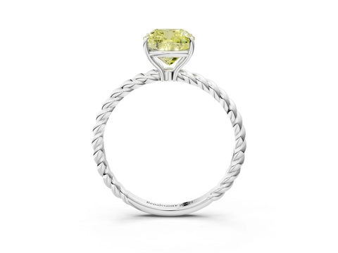 White gold Fancy Yellow Cushion Cut Solitaire Twisted Band 4-Prong Ring_27