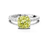 White gold Fancy Yellow Cushion  Cut Solitaire Twisted Band with Four-Prong Setting_68