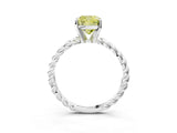 White gold Fancy Yellow Cushion  Cut Solitaire Twisted Band with Four-Prong Setting_71
