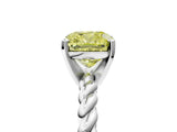 White gold Fancy Yellow Cushion  Cut Solitaire Twisted Band with Four-Prong Setting_73