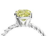 White gold Fancy Yellow Cushion  Cut Solitaire Twisted Band with Four-Prong Setting_73